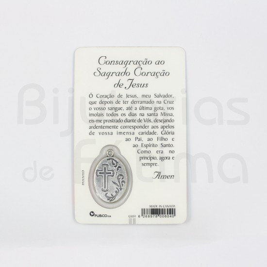 Pagela Sagrado Coração de Jesus c/ medalha e oração