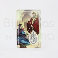  São Brás card with medal and prayer