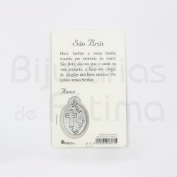  São Brás card with medal and prayer