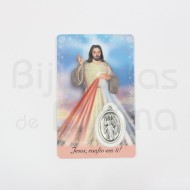 Pagela Jesus Misericordioso c/ medalha e oração