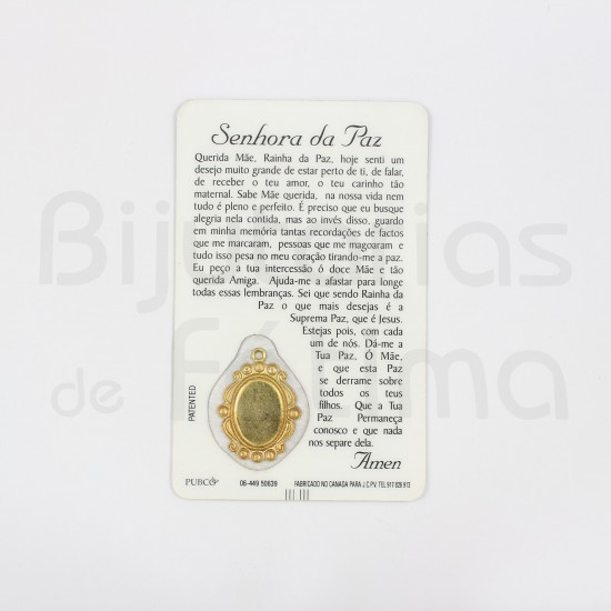 Pagela Senhora da Paz c/ medalha e oração