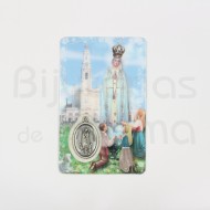 Nª Sª Fátima card with medal and prayer
