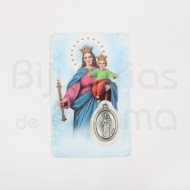 Our Lady Help of Christians card with medal and prayer