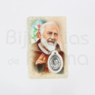 Pagela Padre Pio c/ medalha e oração
