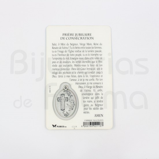 Pagela Nª Sª de Fátima centenário c/ medalha e oração