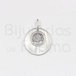 Silver medal and mother of pearl Tree of life