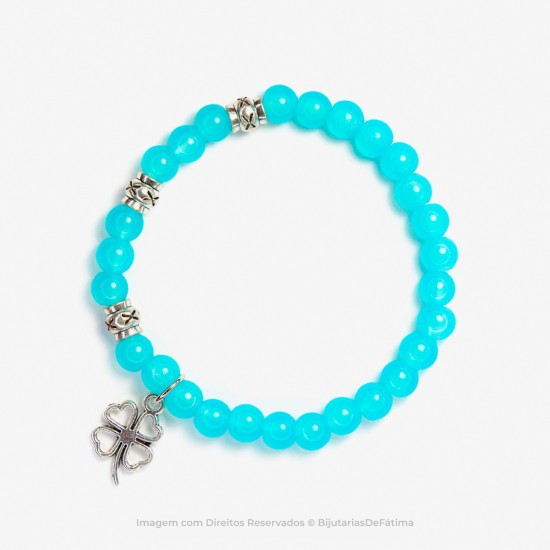 Pulseira com Pedras Jade Azul Claro