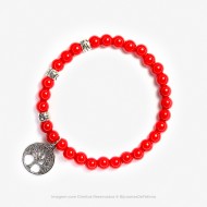 Pulseira com Pedras Jade Vermelho