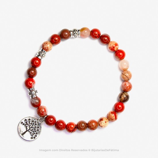 Pulseira com Pedras Jaspe Vermelho