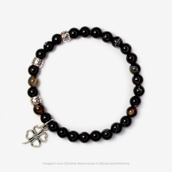 Pulseira com Pedras Obsidiana