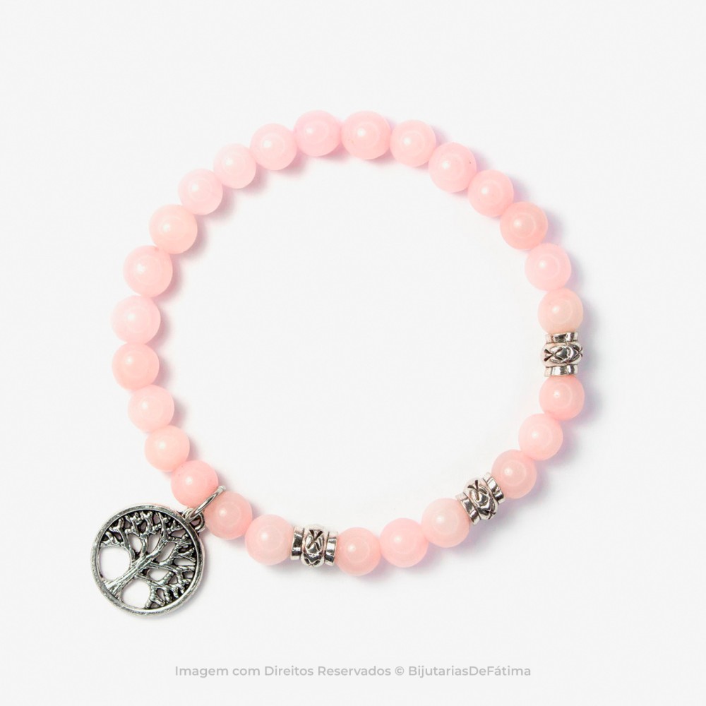 Pulseira com Pedras Quartzo Rosa
