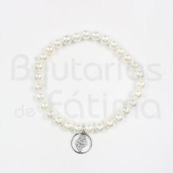 Pearl bracelet with silver heart of viana medal