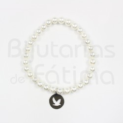 Pearl bracelet with dove of peace