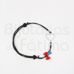 Silk bracelet with silver heart