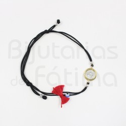 Silk bracelet with golden silver feet