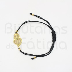 Silk bracelet with golden silver heart of viana