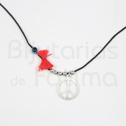 Silk thread with silver "peace and love" symbol