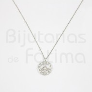 Silver wire with peace and love medal crystals