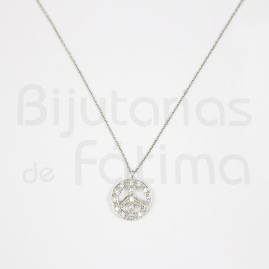 Silver wire with peace and love medal crystals