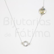 Silver wire hand of fatima and crystal